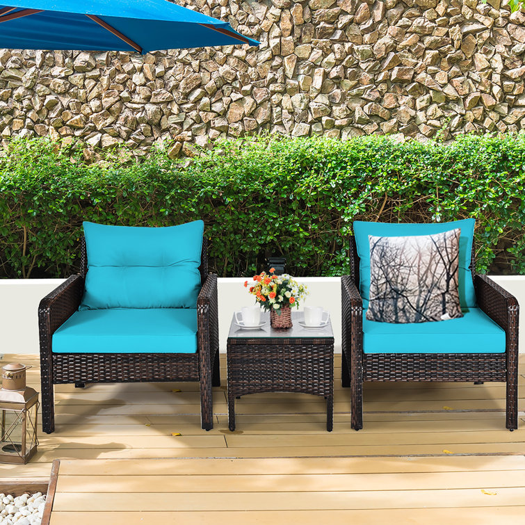 Andover Mills™ Earlville Wicker/Rattan 2 Person Seating Group with Cushions & Reviews Wayfair